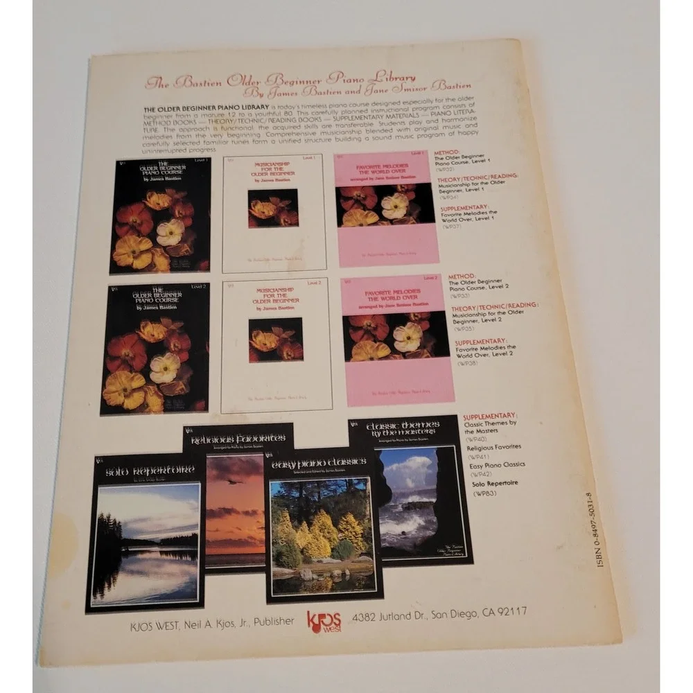Bastien Musicianship for the Older Beginner Piano Level 1 WP34 James Bastien G - Picture 2 of 4